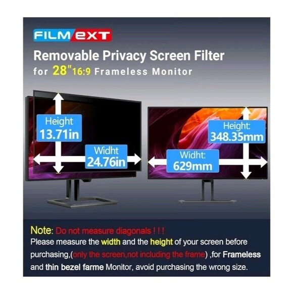 28" Upgrade Removable Computer Privacy Screen Filter For For Frameless... - Picture 5 of 11